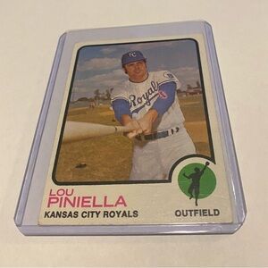 Lou Piniella 1973 Topps Baseball Card Kansas City Royals Vintage Collectible